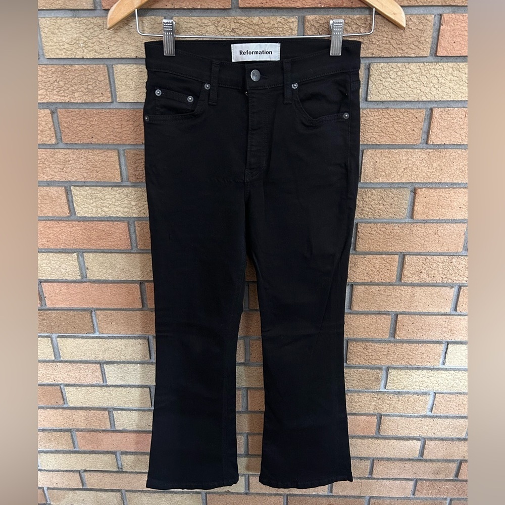 Reformation Women's Black Stretchy Jeans Flare Leg Pants Size 26